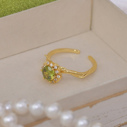 Twist Peridot Ring In Gold - Gold - Plated - Abbott Atelier