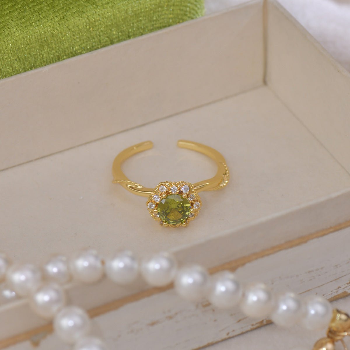 Twist Peridot Ring In Gold - Gold - Plated - Abbott Atelier