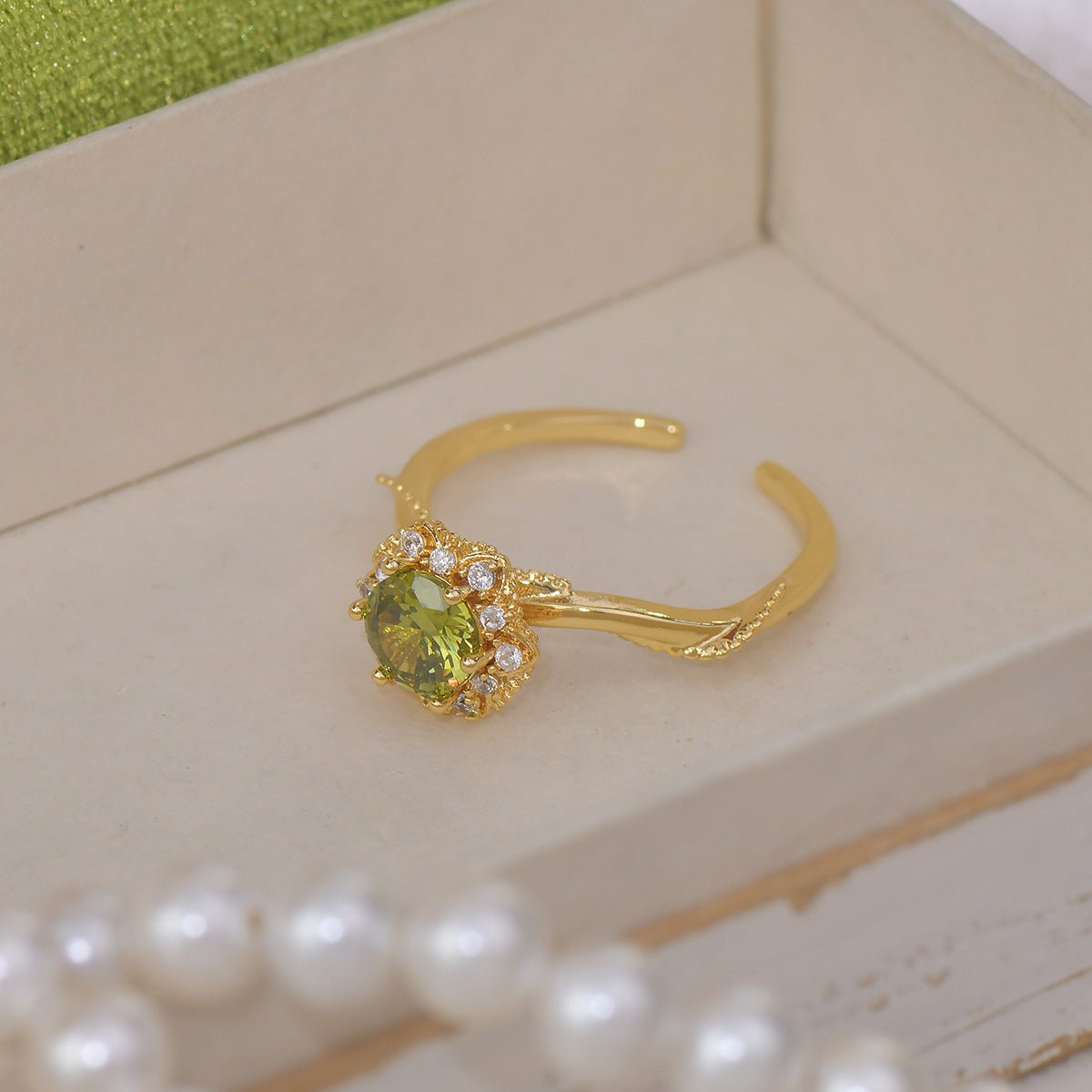 Twist Peridot Ring In Gold - Gold - Plated - Abbott Atelier