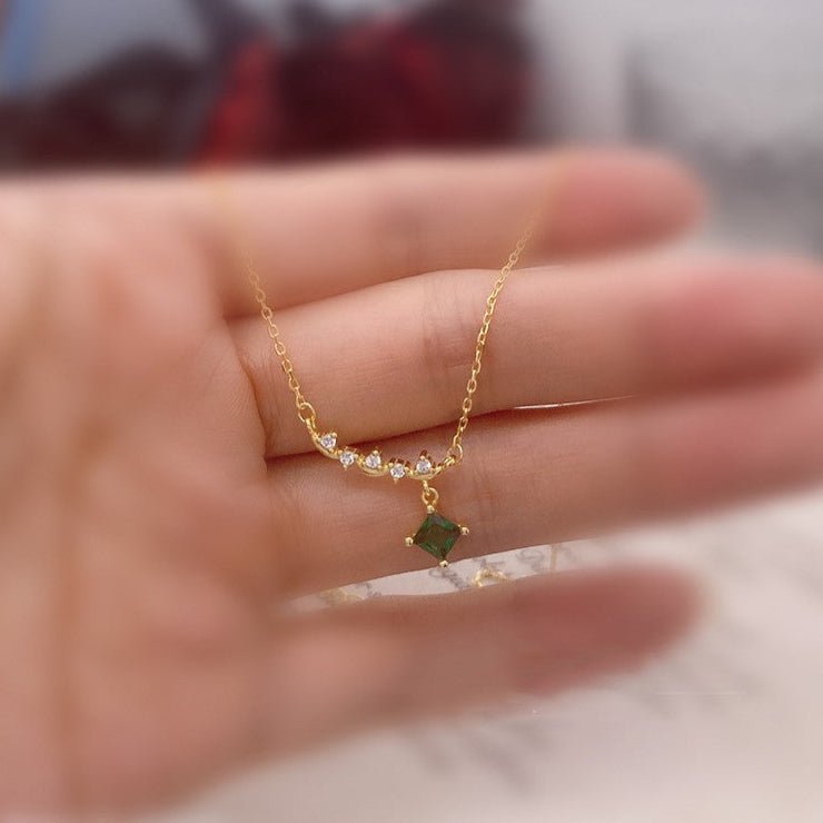 Verdant Emerald Necklace in Gold (Solid Silver) - Abbott Atelier - Abbott Atelier