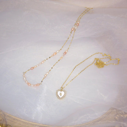 Vintage Heart Necklace Set - Gold - Plated - Abbott Atelier