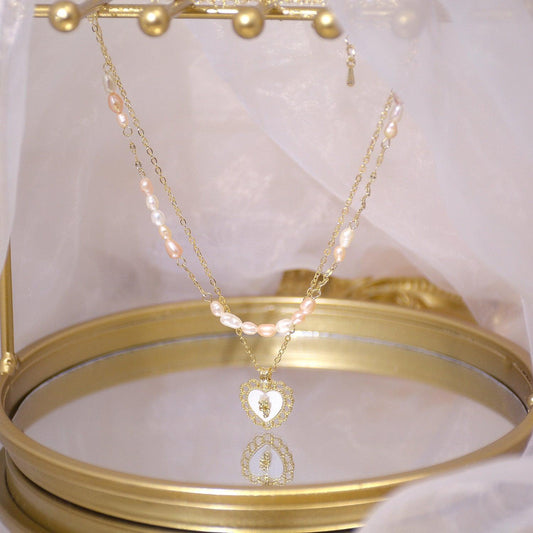 Vintage Heart Necklace Set - Gold - Plated - Abbott Atelier