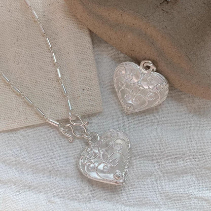 Vintage Heart Necklace - Silver Plated - Abbott Atelier