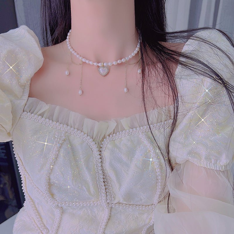 Vintage Heart Pearl Choker - Jane - Freshwater Pearls - Abbott Atelier