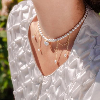 Vintage Heart Pearl Choker - Jane - Freshwater Pearls - Abbott Atelier