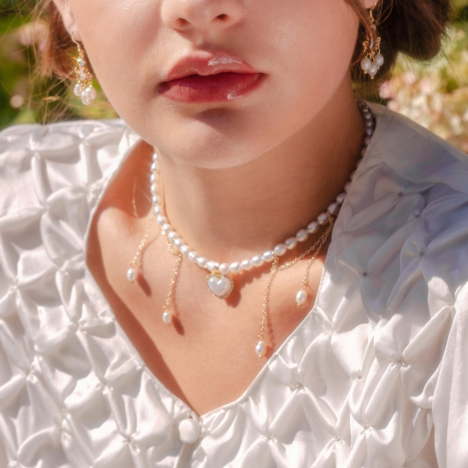 Vintage Heart Pearl Choker - Jane - Freshwater Pearls - Abbott Atelier