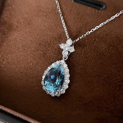 Waterdrop Blue Topaz Necklace (Solid Silver) - Gold Plated Sterling Silver - Abbott Atelier