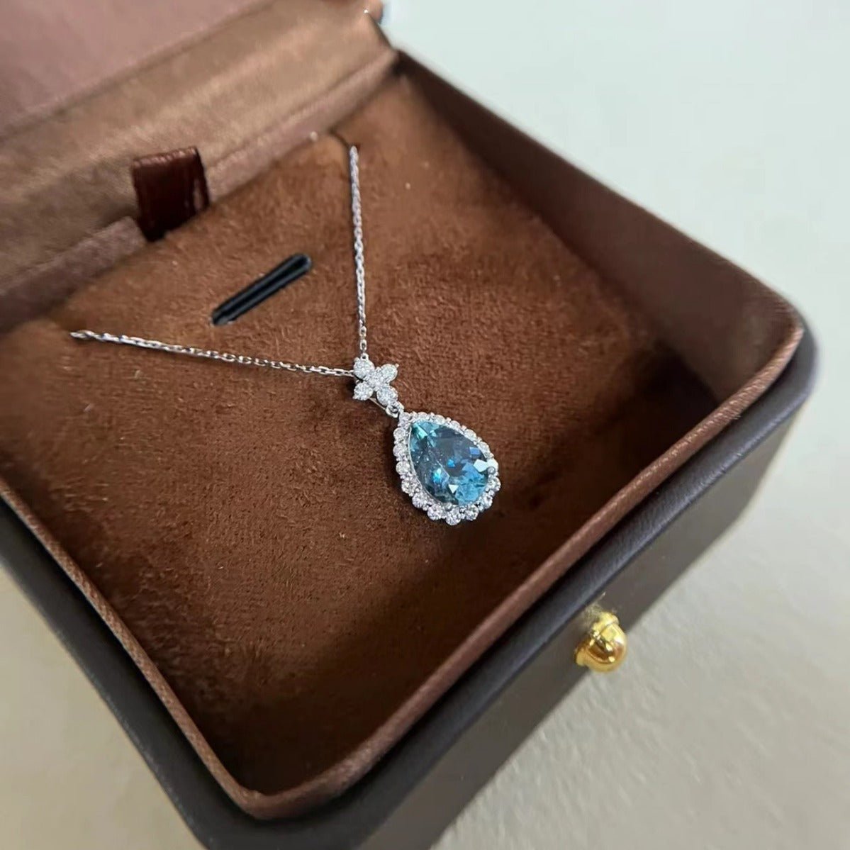 Waterdrop Blue Topaz Necklace (Solid Silver) - Gold Plated Sterling Silver - Abbott Atelier