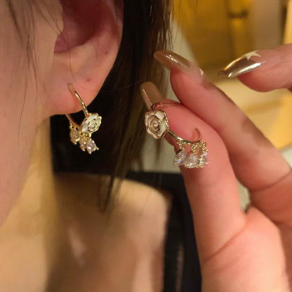 White Rose Earrings - Emilia - Hypoallergenic - Abbott Atelier