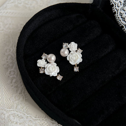 White Rose Earrings (Gold/Silver) - Hypoallergenic - Abbott Atelier