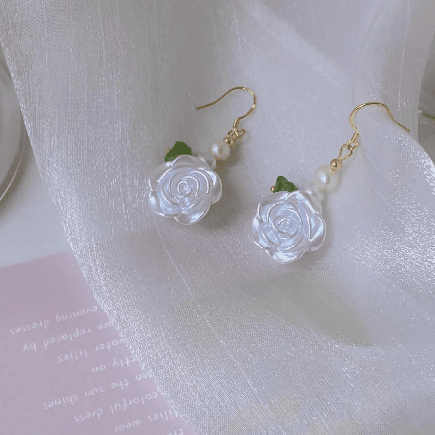 White Rose Earrings - Hypoallergenic - Abbott Atelier