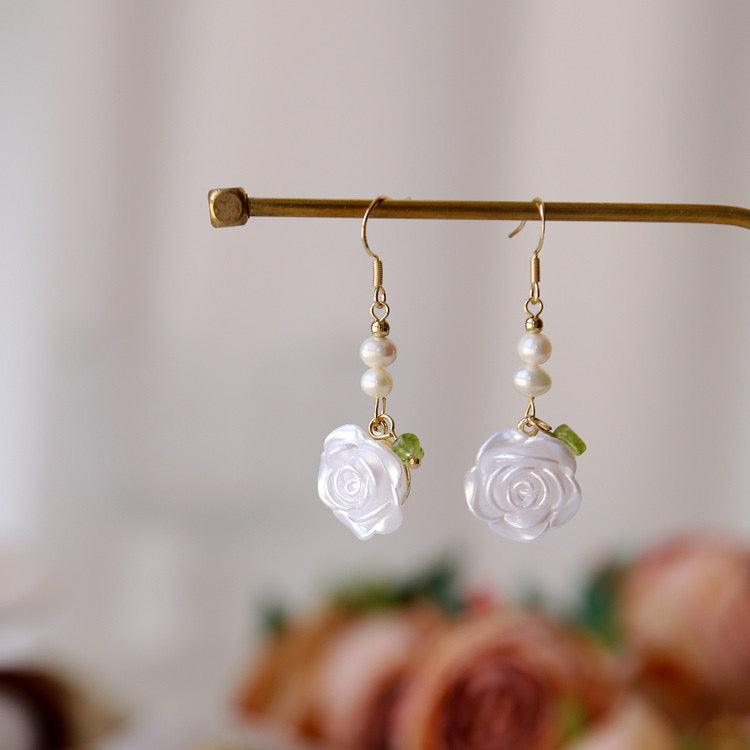 White Rose Earrings - Hypoallergenic - Abbott Atelier